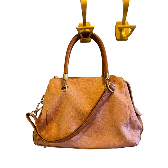 VALENTINA Taupe and Tan Leather Shoulder Bag - Picture 1 of 13